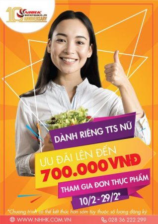 CHƯƠNG TRÌNH ƯU ĐÃI LÊN ĐẾN 700.000VNĐ DÀNH RIÊNG CHO TTS NỮ THAM GIA ĐƠN TUYỂN THỰC PHẨM